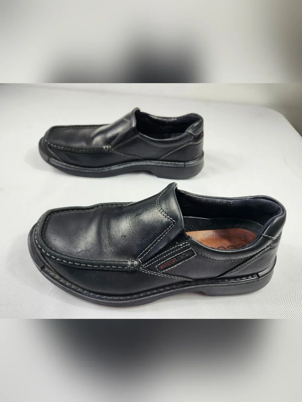 ECCO Black Leather Slip-On Men’s Loafers Size EU 43